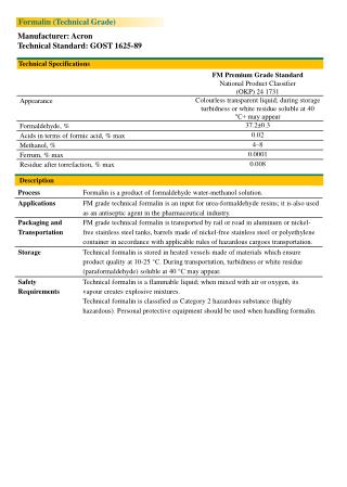 Manufacturer: Acron Technical Standard: GOST 1625-89