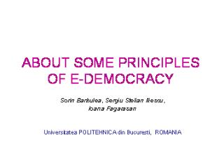 ABOUT SOME PRINCIPLES OF E-DEMOCRACY