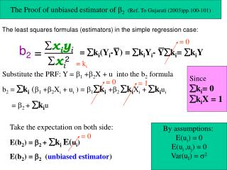 The Proof of unbiased estimator of  2 (Ref. To Gujarati (2003)pp.100-101)
