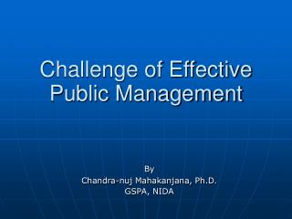 Challenge of Effective Public Management