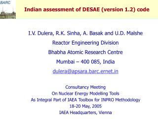 Indian assessment of DESAE (version 1.2) code
