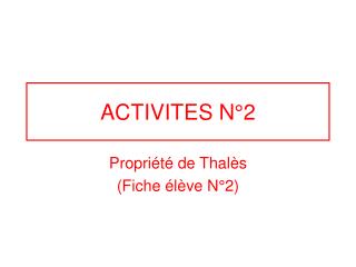 ACTIVITES N°2