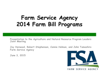 Farm Service Agency 2014 Farm Bill Programs