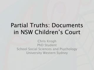 Partial Truths: Documents in NSW Children’s Court