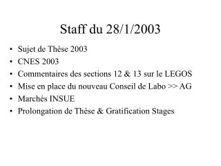 Staff du 28/1/2003