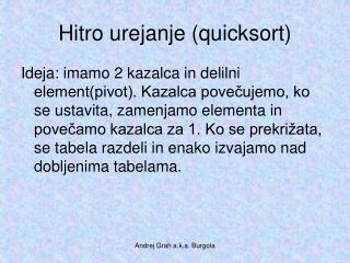 Hitro urejanje (quicksort)