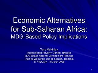 Economic Alternatives for Sub-Saharan Africa: MDG-Based Policy Implications