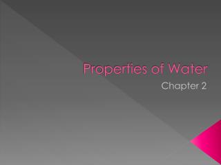 Properties of Water