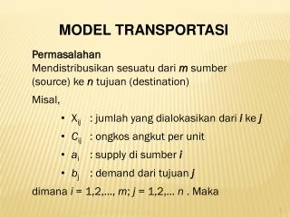 MODEL TRANSPORTASI