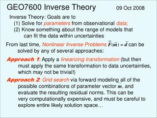 GEO7600 Inverse Theory 09 Oct 2008