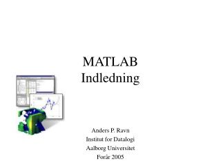 MATLAB Indledning