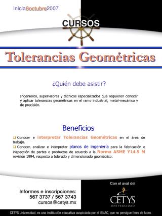 Conocer e interpretar Tolerancias Geométricas en el área de trabajo.