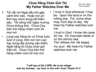 Chúa Hằng Ch ă n Giữ Tôi My Father Watches Over Me