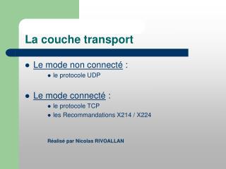 La couche transport