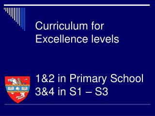 Curriculum for Excellence levels 1&amp;2 in Primary School 3&amp;4 in S1 – S3