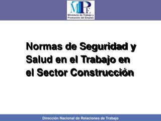 Normas de Seguridad y Salud en el Trabajo en el Sector Construcción