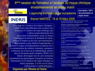 4 ème session de formation à l’analyse du risque chimique environnemental en milieu marin