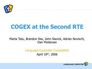 COGEX at the Second RTE