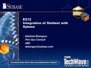 E212 Integration of Stellent with Sybase