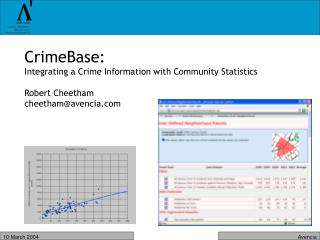 CrimeBase: Integrating a Crime Information with Community Statistics Robert Cheetham