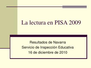 La lectura en PISA 2009