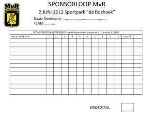 SPONSORLOOP MvR 2 JUNI 2012 Sportpark “de Boshoek”