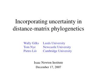 Incorporating uncertainty in distance-matrix phylogenetics