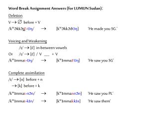 Word Break Assignment Answers (for LUMUN Sudan)ː Deletion V   before + V