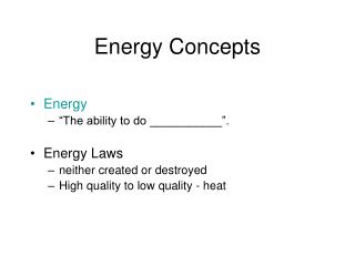 Energy Concepts