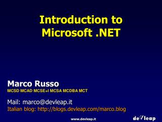 Introduction to Microsoft .NET