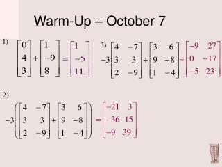 Warm-Up – October 7