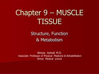 Chapter 9 – MUSCLE TISSUE
