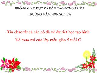 PHÒNG GIÁO DỤC VÀ ĐÀO TẠO ĐÔNG TRIỀU TRƯỜNG MẦM NON SƠN CA