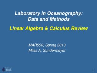 Laboratory in Oceanography: Data and Methods