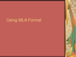 Using MLA Format