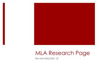 MLA Research Page