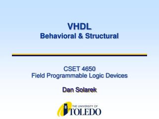 CSET 4650 Field Programmable Logic Devices