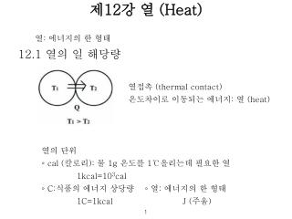 제 12 강 열 (Heat) 열 : 에너지의 한 형태 12.1 열의 일 해당량