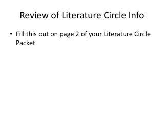 Review of Literature Circle Info