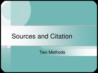 Sources and Citation