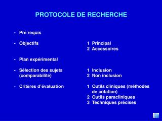 PROTOCOLE DE RECHERCHE