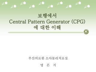 보행에서 Central Pattern Generator (CPG) 에 대한 이해