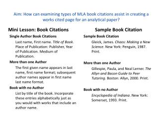 Mini Lesson: Book Citations