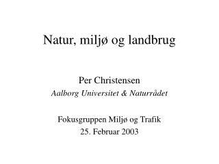 Natur, miljø og landbrug
