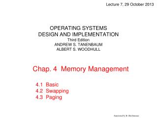 OPERATING SYSTEMS DESIGN AND IMPLEMENTATION Third Edition ANDREW S. TANENBAUM ALBERT S. WOODHULL