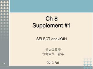 Ch 8 Supplement #1
