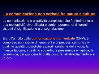 La comunicazione non verbale fra natura e cultura