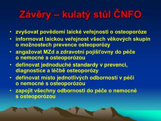 Závěry – kulatý stůl ČNFO