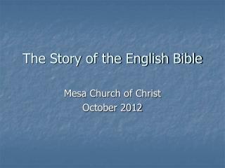 The Story of the English Bible