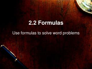 2.2 Formulas